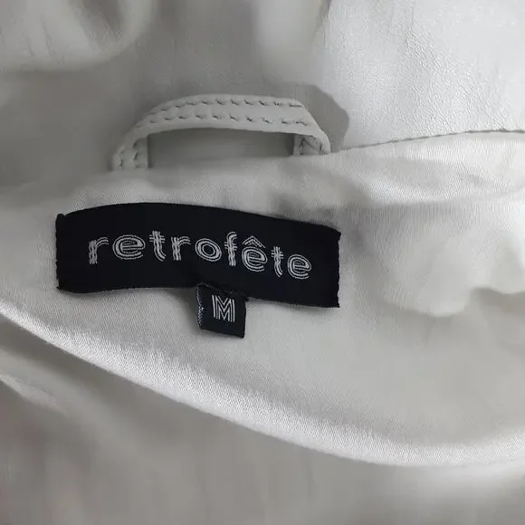 Retrofete Leather White Ada Jacket Size M - Picture 4 of 5